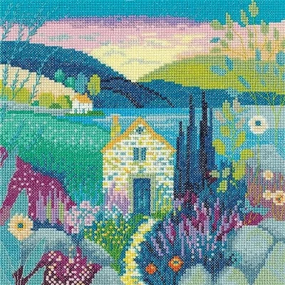 Image of Heritage Crafts Cross Stitch Kit Peaceful Retreat (Aida)
