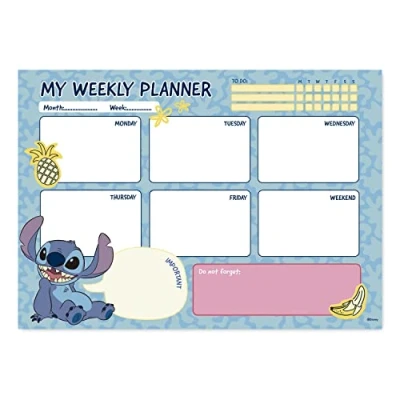 Image of Grupo Erik Disney Stitch Tropical Weekly Planner A4 Desk Calendar Family 54 Tear Off Pages Organiser Pad Gifts