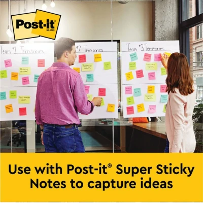 Image of Post it Super Sticky Self Stick Meeting Chart, White, 63.5 cm x 76.2 cm, Promo Pack, 2 + 1 FREE For Brainstorming Anywhere and Keeping all Ideas Visible