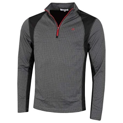 Image of Calvin Klein Mens Micro Grid Half Zip Mid Layer Slate/Red L