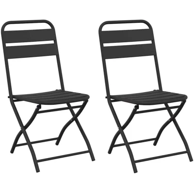 Image of vidaXL Folding Garden Chairs 2 pcs Anthracite 42x52x82 cm Powder coated Steel