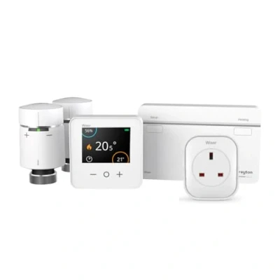 Image of Wiser By Drayton Smart Thermostat Heating Kit 2 with x Radiator TRV + Plug &amp; Hot Water for Conventional Boiler Complete Control DIY Install