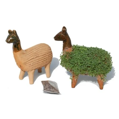 Image of Tumia LAC Grow Your Own Llama Cress Figure (Including Seeds) Fair trade from Mexico