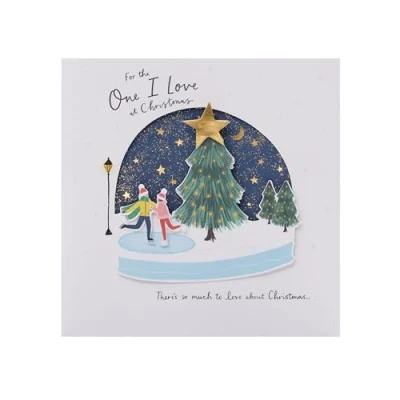 Image of UK Greetings Christmas Card for the One I Love Ice Rink Design