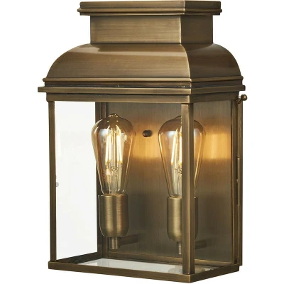 Image of Old Bailey 2 Light Large Outdoor Wall Lantern Brass IP44, E27