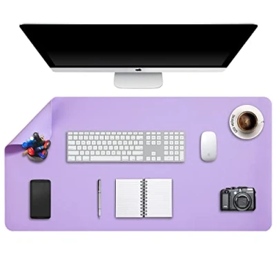 Image of Desk Pad Large, Mat, Extended Mouse L, Blotter, DOBAOJIA Laptop Writing for Office/Home, Dual Side Use PU Leather Waterproof 35.4&quot; X 16.9&quot;(Purple/Purple)