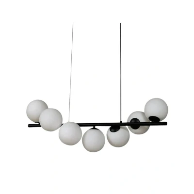 Image of Lucande pendant light Isandro, black / opal, 7 bulb