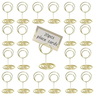 Image of RXKFIGX 20 Pcs Table Number Holders Wire Picture Stands Menu Card Place Holder Photo for Wedding Birthday Party Graduation Reception