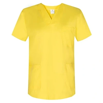 Image of MISEMIYA Scrub Top Unisex Scrubs Medical Uniform V Neck Tunic 817 Medium, Yellow