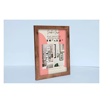 Image of Deals on deal Modern 16&quot;x12&quot; Wooden jigsaw puzzle Picture Frame Photo Wall Art Poster Frames With Clear Perspex Safety Glass to Hang Portrait or Landscape (16&quot;x12&quot; (40.6 x 30.5cm), RUSTIC)