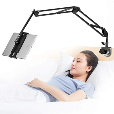 Image of Tablet Stand Adjustable,Foldable for Bed, Aluminum Universal Flexible Holder with 360 Degree Rotation iPad/iPhoneX/iPad Pro/N Switch,or Other 4.5 12.9 Inches Devices (White)