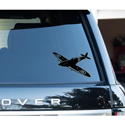 Image of Spitfire Silhouette Vinyl Decal Sticker 6 inch Wide (Black)