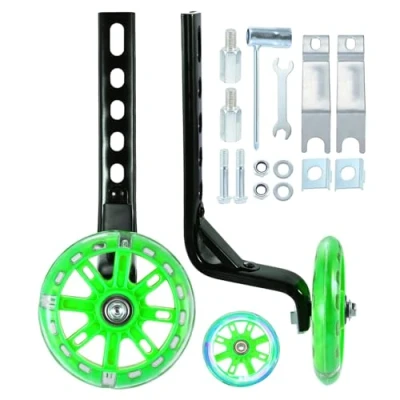 Image of SURIEEN Kids Bike Stabilisers for Childs 12 14 16 18 20 Inch, Bicycle Support Training Wheels Adjustable Stabiliser Balance (Green)