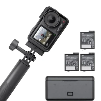 Image of DJI Osmo Action 4 Adventure Combo 4K/120fps Waterproof Camera with a 1/1.3 Inch Sensor, 10 bit &amp; D Log M Color Performance, 155 FOV, Up to 7.5 h 3 Extra Batteries, Outdoor