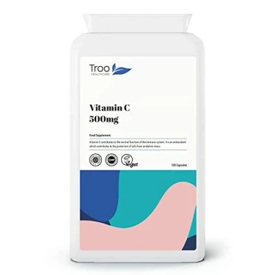 Image of Vitamin C 500mg Supplement 120 Capsules High Strength Easy Swallow Immune Support Reduces Fatigue
