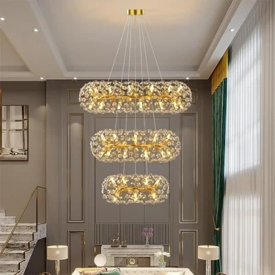 Image of EFPD Crystal Chandelier Modern Dandelion K9 Clear 12 Light for Dining Room, Bedroom, Kitchen, Living Room Golden