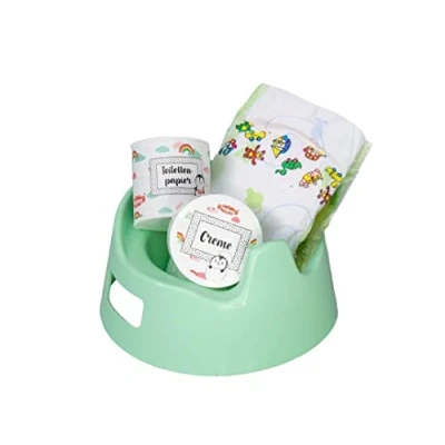 Image of Heless 806 4 Piece Night Pot Set Care Accessories Mint Colour Ideal for Outings and Holidays with The Doll