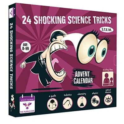 Image of 2024 Advent Calendar SHOCKING Science by The Purple Cow. 24 Jaw dropping Tricks for Kids aged 8 and above. perfect S.T.E.M gift!