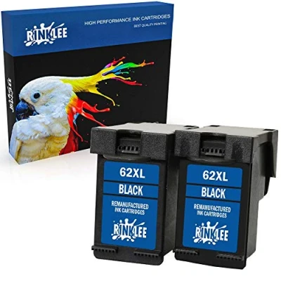 Image of RINKLEE Remanufactured for HP 62 62XL Ink Cartridge compatible with Envy 5540 5600 5640 5642 5643 5644 5646 5660 5665 7600 7640 7645 Officejet 5740 5742 5744 5745 5746 8040 8045 Black, 2 Pack