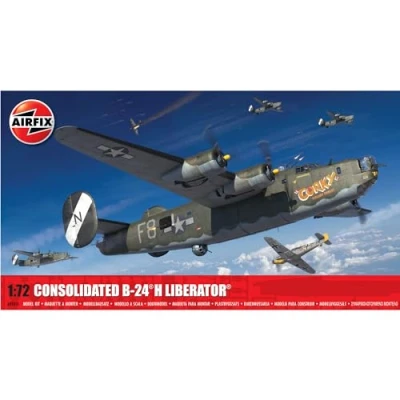Image of Airfix Model Set A09010 Consolidated B 24H Liberator Building Kit Plastic Plane Kits for Adults &amp; Children 8+, Includes Sprues Decals 1:72 Scale
