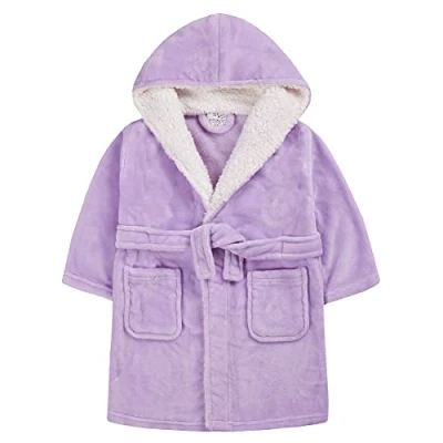 Image of Evotex Trading Girls/Childrens Lilac Purple Plush Hooded Fleece Kids Robe Dressing Gown Age 4/5 Years