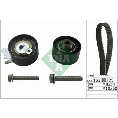 Image of 0816A1, 0816C2, 0816F4, 0816G4, 0829A9 Timing belt kit INA 530 0471 10 153 PEUGEOT: 308 I Hatchback, 407 Saloon, 307 CC, CITROËN: C5 III Estate