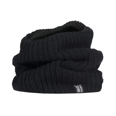 Image of HEAT HOLDERS Mens Thick Winter Warm Fleece Lined Chunky Knit Thermal Neck Warmer (One Size, Black (Larvic))