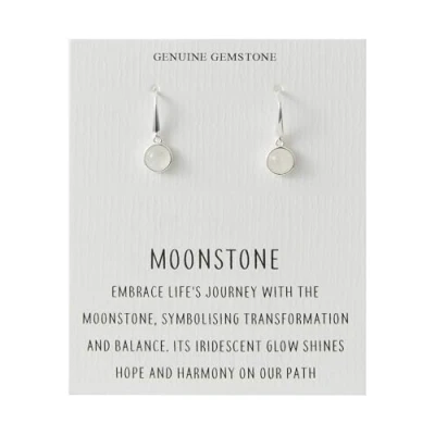 Image of Philip Jones Moonstone Drop Earrings with Quote Card