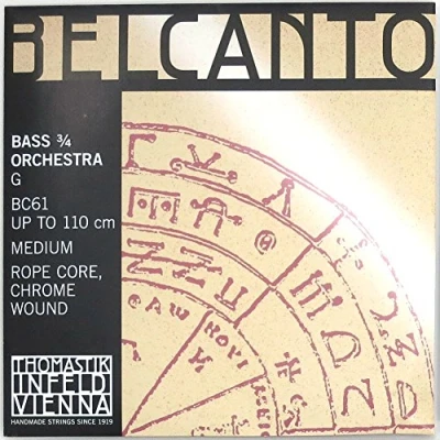 Image of Thomastik Einzelsaite für Kontrabass 3/4 Belcanto G Saite Stahlseilkern, Chrom umsponnen, Orchesterstimmung, mittel