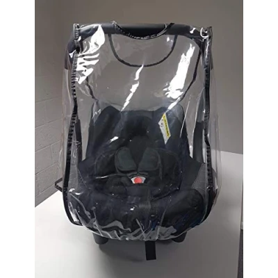 Image of Rain cover for the Mamas &amp; Papas Primo Viaggio car seat, made in UK from supersoft clear PVC with vents