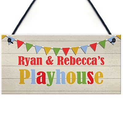 Image of RED OCEAN Playhouse Sign PERSONALISED Garden Den Playroom Door Bunting Gift For Daughter Son