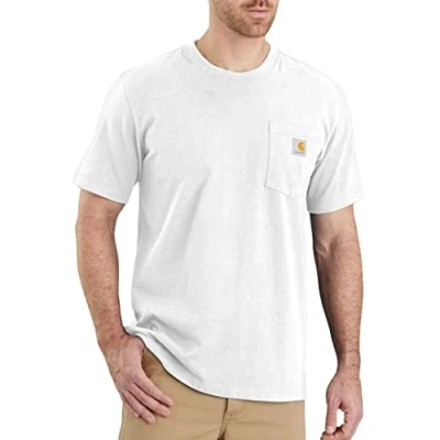 Image of Carhartt Men&#039;s Relaxed Fit Heavyweight Short Sleeve Pocket T Shirt Work Utility, White, XXXXL