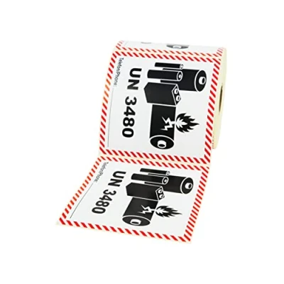Image of Prolac UN 3480 Dangerous Goods Sticker, Contains Lithium Ion Batteries, Pack of 500, 100 x mm, Self Adhesive, Labels, Labels Good Stickers
