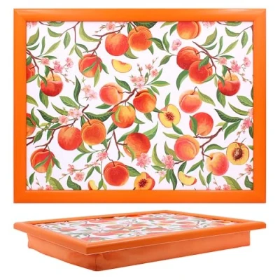 Image of Tamersgifts Cushioned Laptrays lap Tray TV Dinner Bean Bag Padded Cushion Gift (Peaches tray)