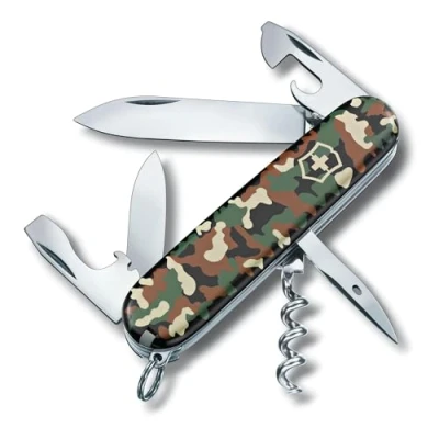 Image of Victorinox Spartan Swiss Army Knife, Camping Pocket Knives, Medium, Multi Tool, 12 Functions, Blade, Bottle Opener, Camouflage