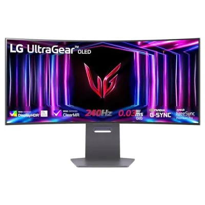 Image of LG UltraGear Curved OLED Gaming Monitor 34GS95QE, 34 inch, 1440p, 240Hz, 0.03ms Response Time, HDR 10, NVIDIA G Sync &amp; AMD FreeSync compatible, Smart Energy Saving, DisplayPort, HDMI