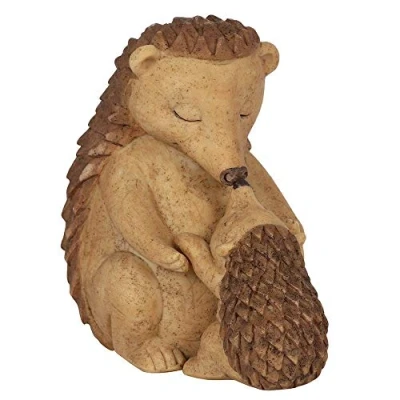 Image of Adorable Brown Resin Happy Hoglet Mother &amp; Baby Hedgehog Ornament 8.5cm x 9cm (1 Pc.) Charming Rustic Design, Durable Handcrafted Decor, Nature inspired Gift Ideal for Home Accessory
