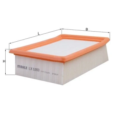 Image of 5182117, 51822117, CJ549601AA Air Filter MAHLE ORIGINAL LX 5353 59mm 155mm 208mm Insert FORD: KUGA 2