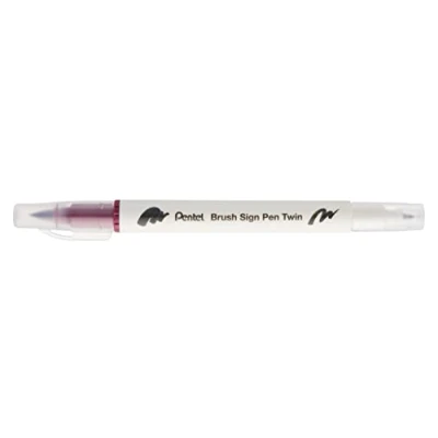 Image of Pentel Brush Sign Pen Twin Tip Dark Red Pack of 10