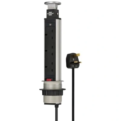 Image of Brennenstuhl Tower Power Pop Up Extension Socket 3 way 2m H05VV F 3G1.5 Retracts into the desktop *GB*