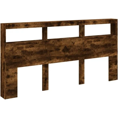 Image of vidaXL Headboard Cabinet with LED Smoked Oak 200x17x102 cm