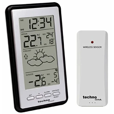 Image of Technoline WS 9130 Digital Weather Station with Radio Controlled Clock timing signal from Frankfurt Germany ( German Model )