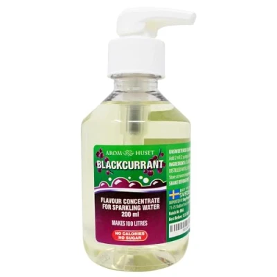 Image of BlackCurrant Sparkling Water Flavouring Drops 200ml with Pump Bottle Makes 100 Litres 1 500 Zero Sugar &amp; No Calories Just Add 2 Pumps to Litre
