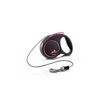 Image of Flexi Black Design Cord Pink Extra Small 3m Retractable Dog Leash/Lead for dogs up to 8kgs/18lbs