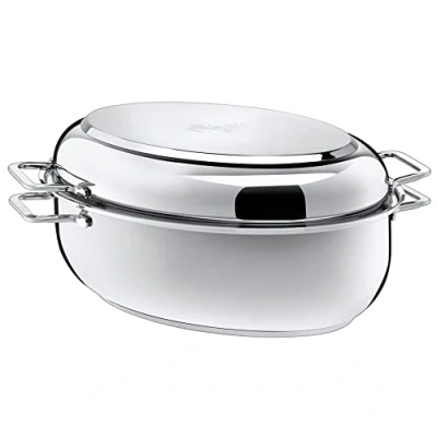 Image of Silit Roasting Pan with Oval Lid, Silver, 38 x 26 12.2 cm, 8.4 Litre