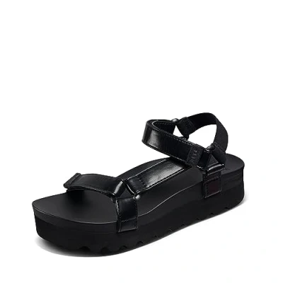 Image of REEF Cushion Rem Hi Women&#039;s Platform Sandal, Adjustable Strap, Arch Support and Heel Cupping, Coco Black, 6 UK