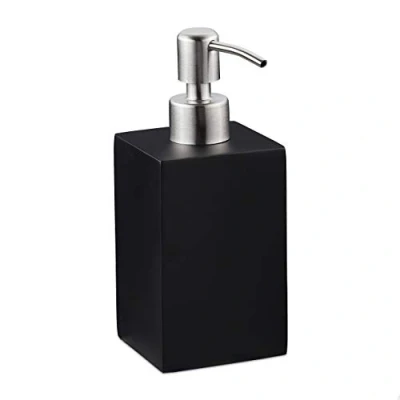 Image of Relaxdays Soap Dispenser, Resin Stainless Steel, Black, 17.5 x 7 8 cm