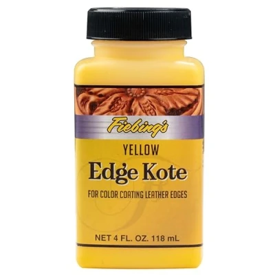 Image of Fiebing&#039;s Edge Kote (4oz, Yellow) Leather Paint for Shoes, Furniture, Purses, Couches, Belts Flexible, Water Resistant, Semi Gloss Color Coating Dye to Protect Natural Edges