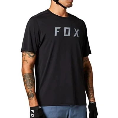 Image of Fox Racing Men&#039;s Ranger Short Sleeve Mountain Biking Jersey Shirt, Black Fox, Small