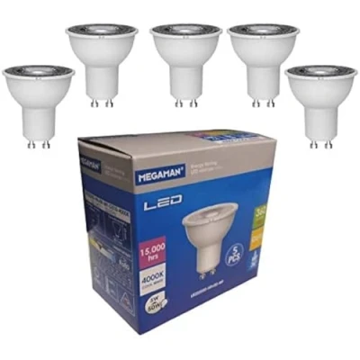 Image of Megaman 5w LED GU10 PAR16 Lamp 5 Pack 36 Degree Kitchen Spotlight 710390 A+ (4000k cool white)